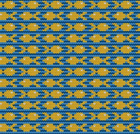 Little fish. Imitation of knitted fabric. Jacquard for sweaters, scarves, and other clothing. Decorative background.のイラスト素材