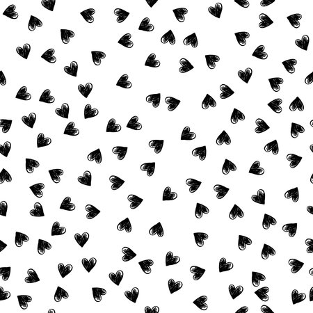 Hearts. Black and white seamless pattern for coloring book, packaging and design.