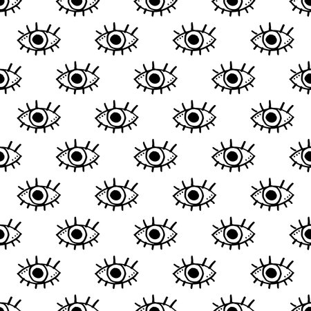 Third eye. Black and white seamless pattern for wrapping, fabric and other designのイラスト素材