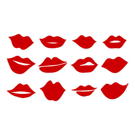 Red lips isolated on a white background.のイラスト素材