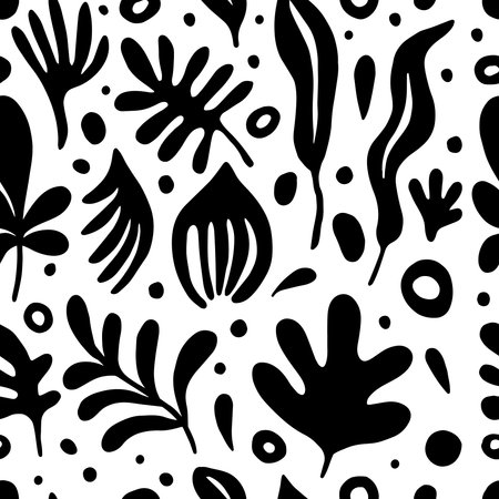 Black and white floral seamless pattern for packaging, cover and other design.のイラスト素材