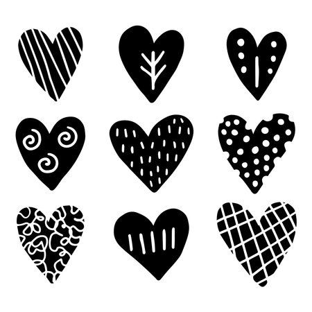 Hearts stamps, silhouette isolated on a white background.のイラスト素材