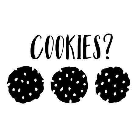 Chocolate chip cookies stamp, linocut stencil template.のイラスト素材