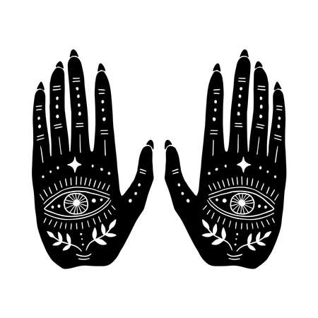 Magic boho hands, mystical symbol isolated.のイラスト素材