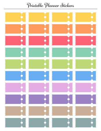 Colored movie tickets. Printable page of planner stickersのイラスト素材