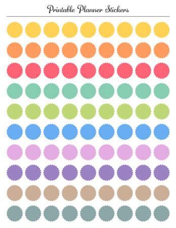 Scallop circle. Printable planner colored stickersのイラスト素材