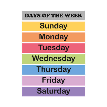 Days of the week, elementary education. School infographic, colored posterのイラスト素材