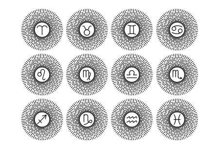 Set of zodiac signs, astrology horoscope. Esoteric signs.のイラスト素材
