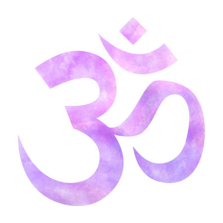 Watercolor om symbol isolated on white background.の写真素材