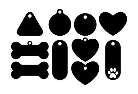 Pet tag set. Template for plotter lazer cutting of paper, wood.のイラスト素材