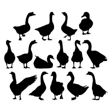 Goose, geese. Template for plotter lazer cutting of paper, woodのイラスト素材