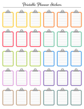 Blank weekly today. Printable sheet colored planner stickers.のイラスト素材