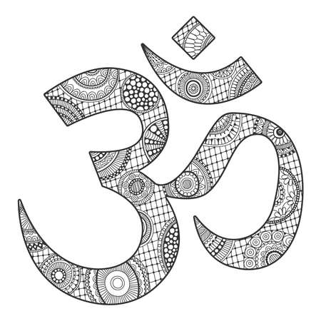 Om symbol. Black and white illustration isolated.のイラスト素材