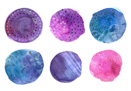 Watercolor abstract spot, decorative design elements isolated on a white background.の写真素材