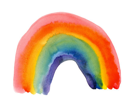 Watercolor rainbow isolated on a white background.の写真素材