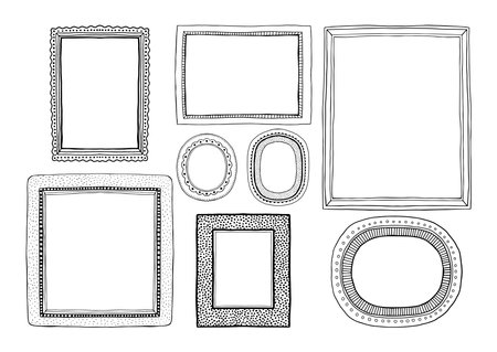 Doodle frames clipart set wall decals home decorのイラスト素材