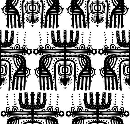 Abstract seamless pattern background linocut style art decorのイラスト素材