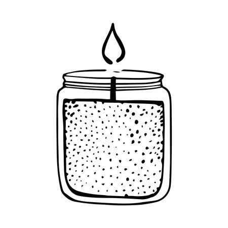Doodle candle in a glass jar clipart cozy illustrationのイラスト素材