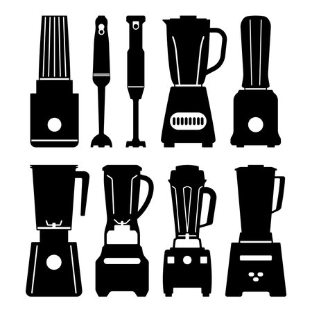 Kitchen blender silhouette stencil templates setのイラスト素材