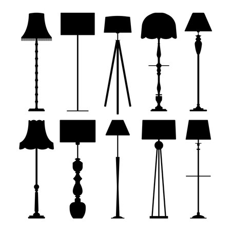 Floor lamps silhouette set stencil templatesのイラスト素材