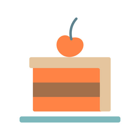 Piece of cake colored flat icon isolated vector clipart