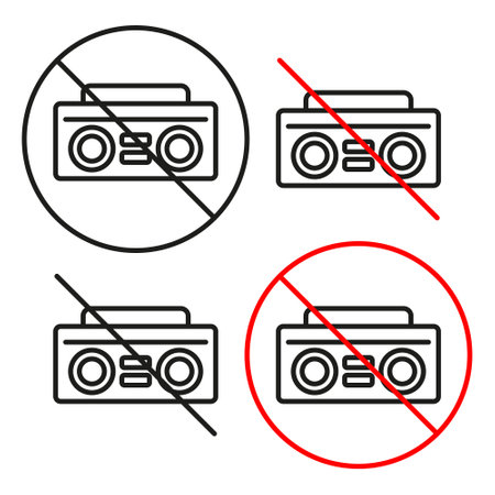 No loud music line icon editable stroke forbidding sign vector clipartのイラスト素材