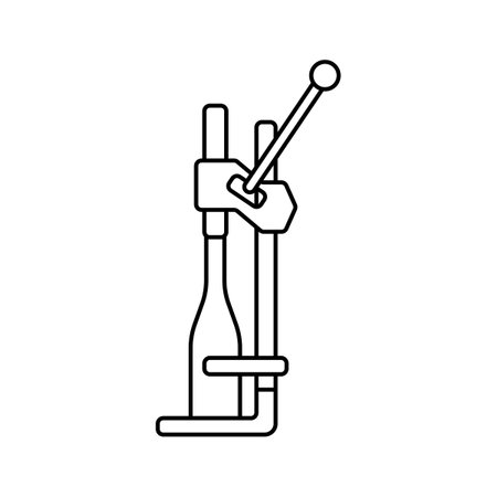 Manual wine bottle corking machine flat line icon editable stroke vector clipartのイラスト素材