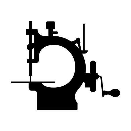 Furrier sewing machine silhouette stencil template vector imageのイラスト素材