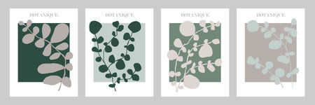 Floral minimalist poster vector backgrounds. Template designs for social media covers banners flyers stationery greeting cardsのイラスト素材