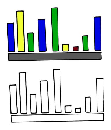 Trendy hand-drawn vector bar graph coordinate net design.Vector illustration isolated on white background. Business element.のイラスト素材