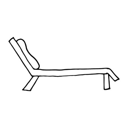 Hand Drawn chaise-longue Sketch Symbol isolated on white background. Vector beach elements art highly detailed In Sketch Style. Summer items vector illustration.のイラスト素材