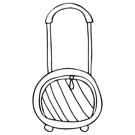 Hand drawn sketch of a suitcase in black on a white background. Detailed vintage drawing style. Vector illustration. A single itemのイラスト素材