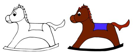 Children's rocking horse. Vector hand-drawn illustration. Isolated on a white background.のイラスト素材