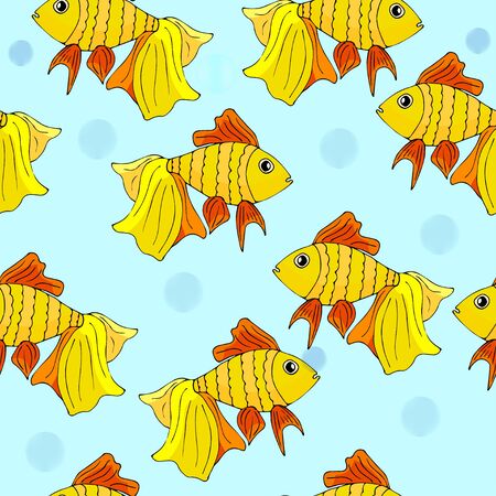 Seamless pattern with cute goldfishes.Vector illustration. Perfect for invitations, greeting cards, wrapping paper, posters fabric printのイラスト素材