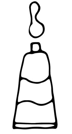 Artistic paints in tubes. oil or watercolor paints. Vector doodle isolated on white background. coloring.のイラスト素材