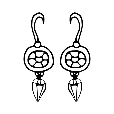 female earrings jewelry costume jewelry sketch icon. Isolated object on a white background.のイラスト素材