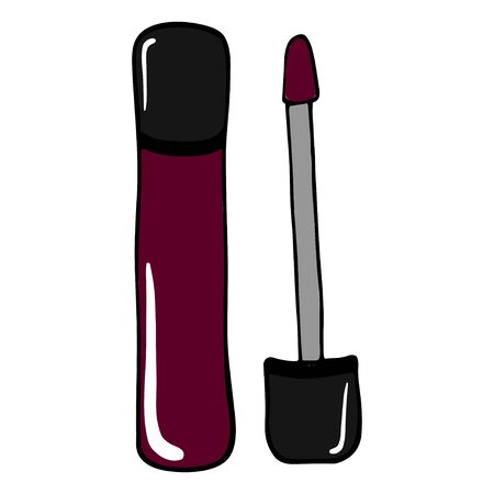 Lip gloss with a brush. Hand drawn doodle vector illustration.のイラスト素材
