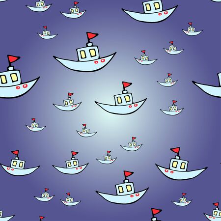 Seamless pattern with baby boat.Vector hand-drawn illustration.Perfect for invitations, cards, prints, flyers, posters.のイラスト素材