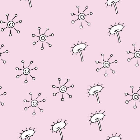 Simple doodle seamless pattern Hand drawn leaves twigs on a light background. Monochrome minimalist...