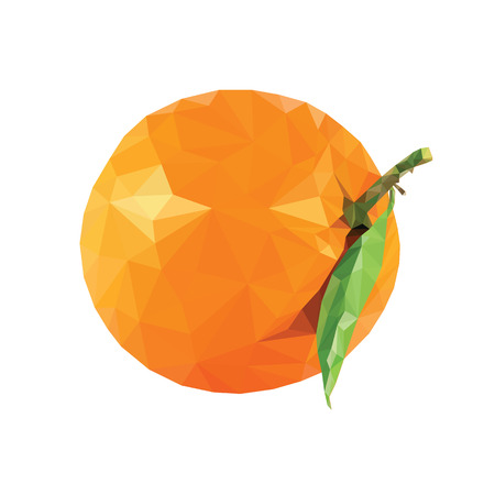 Orange ?range ripe, juicy, delicious, tropical fruit, triangulation, vector realistic illustration Low poly isolated on white backgroundのイラスト素材