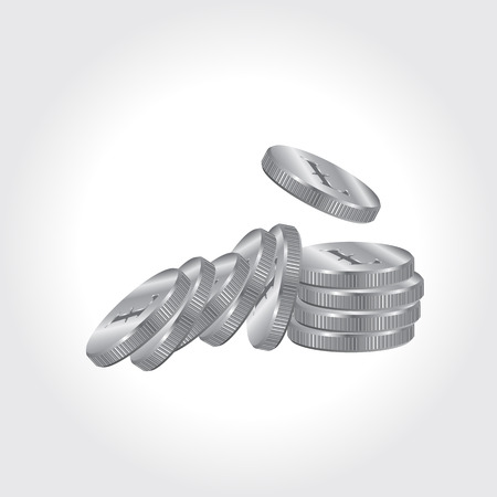 Litecoin «New virtual money». Crypto currency. Silver coin with the letter L. Icon. Money. Vector illustration on a gray backgroundのイラスト素材