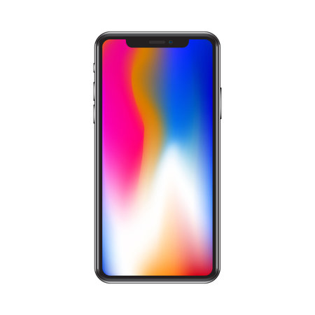 A new, realistic phone template with colored wallpaper. Vector illustrationのイラスト素材