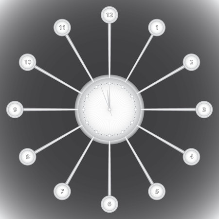 Modern, new wall silver watches with a dial and a gray digit of the wheel. Realistic vector illustration of high qualityのイラスト素材