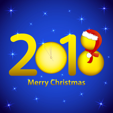 Greeting card with Christmas 2018, beautiful original design.のイラスト素材