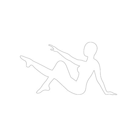 Contour silhouette of a girl engaged in fitness, yoga, gymnastics, ballet on a white background. Vector illustrationのイラスト素材
