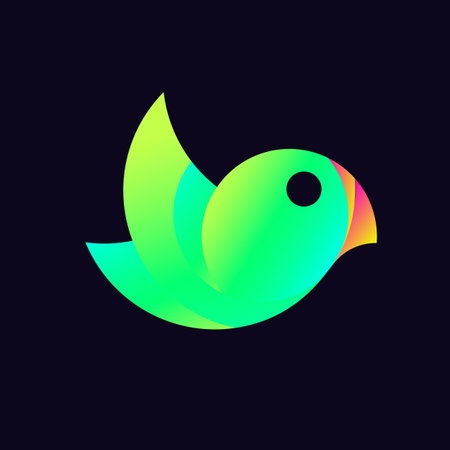 A bird's logo, a golden bird, a parrot. Vector illustration