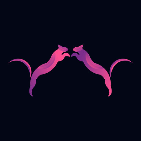 Two jumping lynx logo design illustration.のイラスト素材