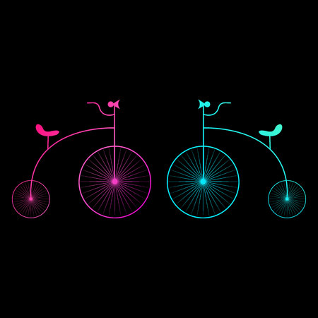 motorcycle logo design, old bicycle, vector illustrationのイラスト素材