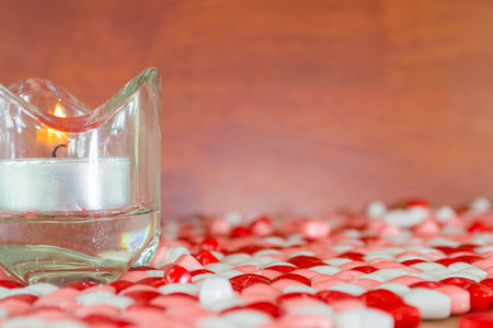 Candles and heartsの写真素材