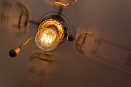 Retro fan with Edison's lampの写真素材